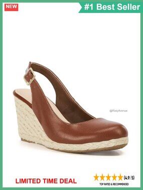 Faux Leather Espadrille Wedge Sandals Slingback Closed Toe Platform Heels